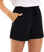 [Generic] Womens Shorts Casual Drawstring Elastic Waist Comfy Short Summer Lounge Shorts with Pockets