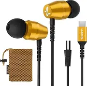 [Ludos] OMNITONE USB C Headphones, 5 Years Warranty, USB-C Earbuds for iPhone 16 15 Pro Max Plus Samsung Galaxy S24 S23 Ultra S22 S21 FE S20 Z Flip 3 Fold 4 A53 A54 iPad, USB Type C Earphones - Gold