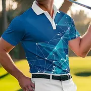 Men's Geometic Golf Polo Sports Polo Shirts Short Sleeve Polo Shirts Sportswear Athleisure Outdoor clothing Daily Wear 3D Print Buttons Summer Red Royal Blue B