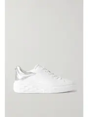 [Jimmy Choo] Jimmy Choo - Diamond Maxi Logo-debossed Metallic Leather Platform Sneakers - White - IT41 IT 41 White
