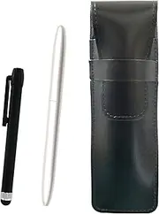 Slim Cowhide Leather Pen Case Black Metal Touch Stick Black and Brass Dacapo Streamline Ballpoint Pen Set Pearl Axis ASB-ALB-TK12-P