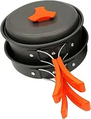 Labymos Camping Cookware Set Campfire Cooking Uils Folding Cookset Portable Outdoor Hiking Backpacking Pot Pan Bowls Spoon Mesh Carry Bag Dishcloth