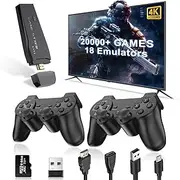 4K Retro Game Console with 20000+ Games, 2 Wireless Controllers, HDMI Stick