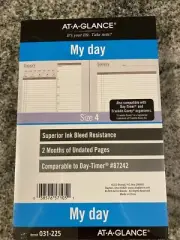 AT-A-GLANCE Undated Daily Planner DAY TIMER 87242 Loose-Leaf 8.5” x 5.5” Size 4