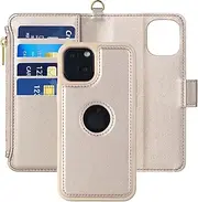 [Kitzomi] iPhone 15 Pro Max Wallet Case with Detachable Magnetic Flip Cover and RFID Blocking Credit Card Slots,Premium PU Leather Protective and Zipper Pocket for iPhone 15 Pro Max Case,Beige