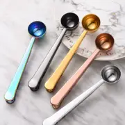 Stainless Steel Ground Coffee Measuring Scoop Spoon With Bag Seal Clip 5 Colors✔