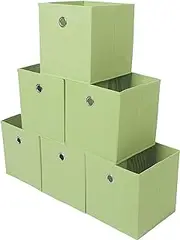 [Amelitory] Storage Bins Foldable Cube Organizer Fabric Drawer Set of 6 Green