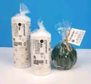 IKEA VINTERFINT Unscented Pillar Candles (Set of 3) 70h & 45h & Green 28h New