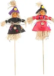 CANIGHT Lovely Scarecrow Ornaments 2pcs Halloween Scarecrow Decor Garden Adornments