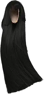 Respicefinem 1/6 Ball Jointed Doll Wig for 15 5 to 17cm Doll Black Cuttable Long Straight Hair with Bangs Doll Replacement Wig High Temperature Silk Material Suitable for Dolls