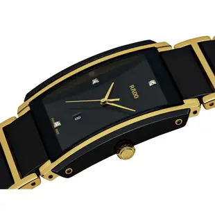 Rado 雷達表 Integral精密陶瓷系列 鑽石時標石英腕錶-黑金31mm R05(R20204712 防水50米)