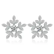 3PCS Copper Stud Earrings Woman Fashion Jewelry Retro Simple Snowflake Leaf Earrings