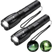 2x High Powered LED Flashlight Super Bright Torch Zoomable Lamp Tactical Camping