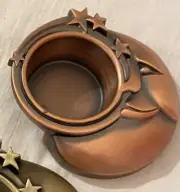 Moon And Stars Tea Light Candle Holder Copper Color 3.5" Wide (Copper Set Only)