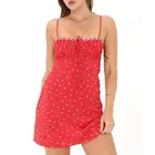 Rumored Red Floral A Line Cami Mini Dress XS Suncoast Square Neck Peasant