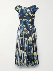 [JASON WU COLLECTION] JASON WU COLLECTION - Pleated Printed Crepe Midi Dress - Black - US2 US 2 Black