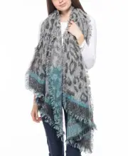 MSRP $50 Inc International Concepts Leopard Sequin Wrap Gray Size OSFA