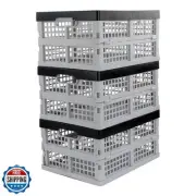 Jekiyo 16-Liter Folding Crates Storage, Collapsible Container Plastic, Set of