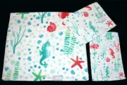 3 Kassa Fina Seahorses Starfish Tropical Fish Bath Hand Fingertip Towels NWT