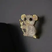 14K Yellow Gold Plated 1.50Ct Round Lab Created Diamond Panda Brooch Pin Women