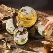 Whiskey Decanter Set unique globe- 4 cups Valentine Gift For Husband /Bf