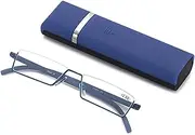 Slim Reading Glasses Men Women Ultralight TR90 Half Frame Blue Light Filter Visual Aid Reading Aid Compact Rectangular Reading Glasses with Case, blue, 2.75