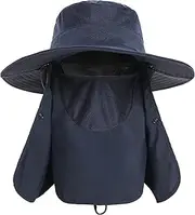 [MEIJUN] RAYWE Wide Brim Sun Hat with Detachable Neck Flap and Face Cover Men Women Fishing Cap Outdoor Travel Hat