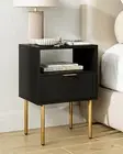 Nightstand,Small Bedside Table with Gold Frame,Black Night Stand,Bedside Furnitu