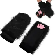 Furry Costume Cosplay Set for Women 3D Toe Beans Gloves Cat Tail Clip Ears Leg W