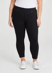 Plus Size Women's Petite Best Friend Jegging Size 14 in Black, Cotton & Denim - Taking Shape