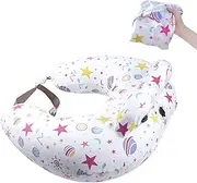 Portabuddy Inflatable Travel Nursing Pillow + Plus Pillow Cover for Replacement, Breastfeeding Breast Feeding Pillow for Mom & Baby Support, 2 Removable Cover, Newborn Essentials Must Haves