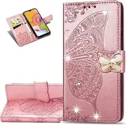 Samsung Galaxy S10e Case Bling Diamond Butterfly Embossed Wallet Flip PU Leather Magnetic Card Slots with Stand Cover for Samsung Galaxy S10e Diamond Butterfly Rose Gold SD