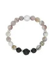 Botswana Agate Crystal, Gemstone and Lava Aromatherapy Essential Oil Diffuser Bracelet - Gift Idea
