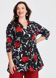 [TS] Taking Shape Spot Swing Natural Shirt Size 10 in Print, Viscose - Plus Size Women's Clothing Print