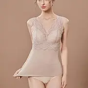 [ANTIY] Stretch Thermal Underwear for Women Comfort Fit Fleece Corsets Plus Size Tank Tops Sleeveless Camisoles Thermals (Color : Beige, Size : M/Medium)