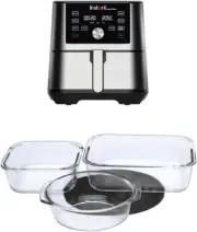 Vortex plus 6 Programs Digital & Smart Grill 5.7L Air Fryer, Silver + [FREE] 3Pc