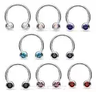 PAIR Front Facing Gems Horseshoe Circular Barbell Nipple Ring Lip Septum 16G 14G
