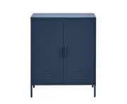 Modern Blue Metal Buffet Sideboard Storage Cabinet with Shelves