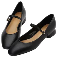 在飛比找momo購物網優惠-【Grace Gift】甜美尖頭低跟瑪莉珍鞋(黑)