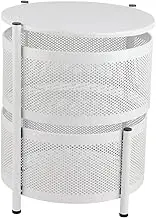 Rotatable Rack, Stable Metal Revolving Basket Kitchen Shelf with Wheels Iron Storage for Fruit Vegetable, Removable, Breathable (Round White Four Layers)