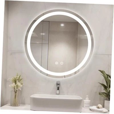 LED Bathroom Mirror with Lights, 24'' Round Light Up 24"L x 24"W Clear-round