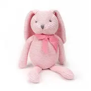 FLUFFYFUN 100% Organic Cotton Baby Toys Pink Bunny Rabbit Stuffed Animal for