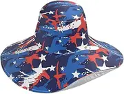 [Yoogain] Independence Day Red White Blue Foldable Floppy Hats for Women for Beach Vacation Decorative Hats for Womens Travel Waterproof Gorras para el sol de Mujer, Independence Day Red White Blue, One Size