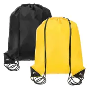 Drawstring Backpack Bags, 2 Pack Sports Cinch Sack, Black, Yellow