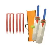 Land & Sea Cricket Set w/ 2 Fullsize Wood Bat No. 5 Adult Sports Beach/Park