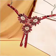 [LJGYYDS] Charm Chain Sexy Hollow Out Women Lingerie Floral Open Crotch Pearl Massage Underwear Thong Temptation Panties