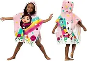 Franco DreamWorks Gabby's Dollhouse Kids Beach/Pool/Bath/Camping Hooded Towel Poncho 24" X 22", Absorbent Cotton Cover up, (Official DreamWorks Product)