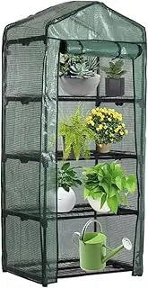 4 Tier Mini Greenhouse - Garden Replacement Cover 63'' H x 27'' L x 19'' W - with Roll-up Zipper Door Waterproof Clear Greenhouse Cover for Plants Flowers and Vegetables