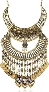[Lanue] Vintage Choker Coin Tassels Hippie Boho Bib Statement Necklace Festival Gypsy Jewelry