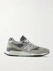 [New Balance] New Balance - Made In Usa 998 Core Rubber-trimmed Leather, Mesh And Suede Sneakers - Gray - US 8 US 8 Gray